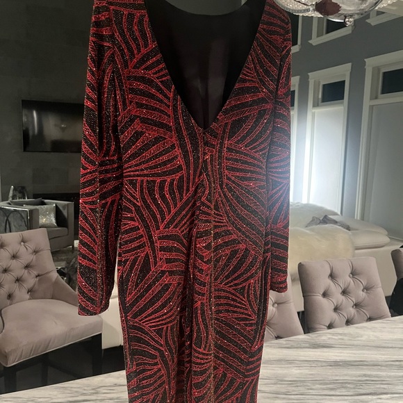 NIGHT WAY DRESS SIZE 6 art deco red black gala wedding cruise wear - Picture 2 of 16